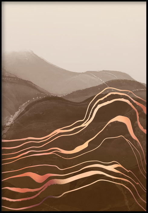 Montagnes de chocolat gauche véritable or rose Poster
